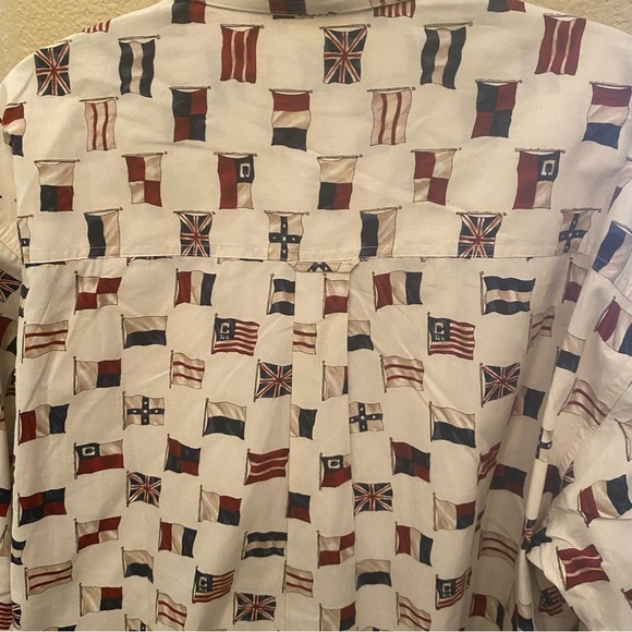 Vintage Chaps Ralph Lauren Men Assorted Flag All Over Print Shirt Size Large - Picture 5 of 7